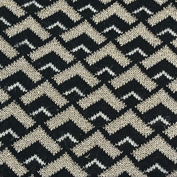 Asos knit pencil skirt geometric design black metallic gold white size 2 - Picture 6 of 8